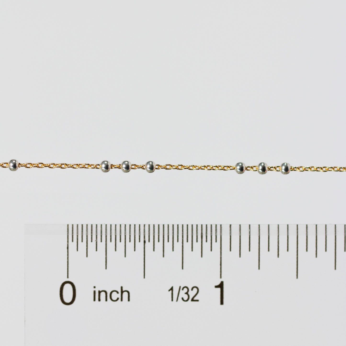 Chelsea Permanent Jewelry Chain, Cable Satellite Design with 2mm Silver Beads, Available in Yellow Gold-Filled