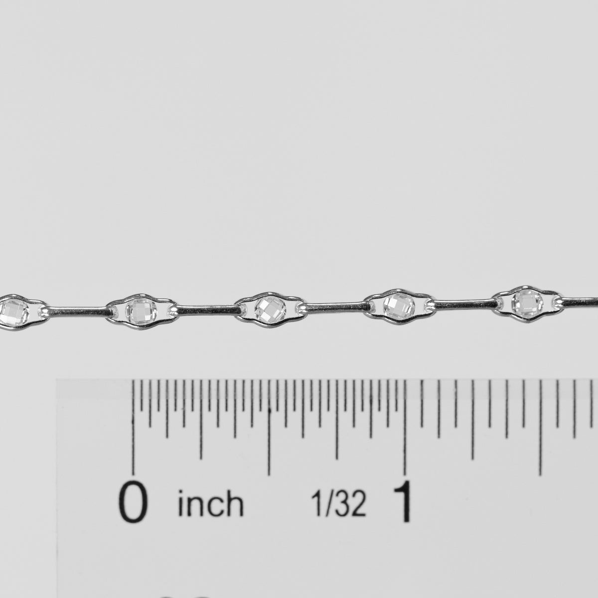Linda Permanent Jewelry Chain, Round Faceted CZ with Long Links, Available in Sterling Silver
