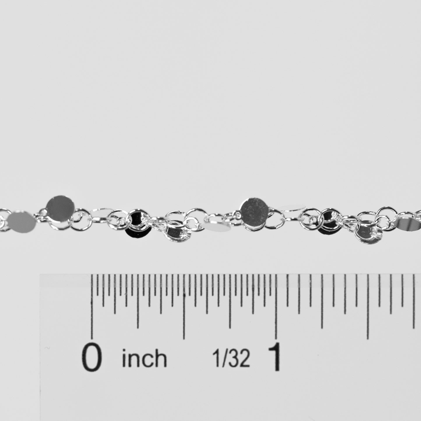 Melody Permanent Jewelry Chain, Round Rolo Links with 4mm Hanging Discs, Available in Sterling Silver