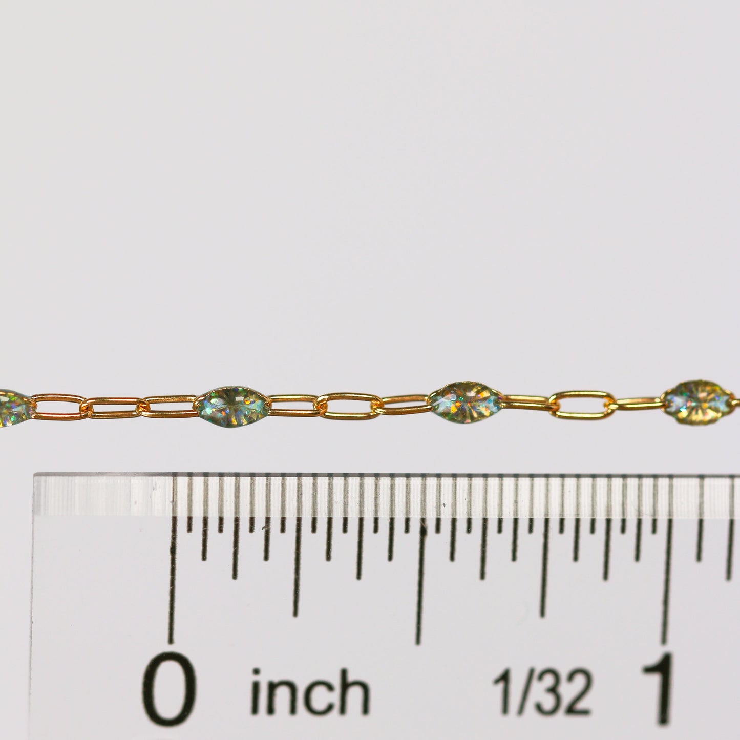 Benedetta Permanent Jewelry Chain, Opal Enamel Design, Cable Links, Available in Gold Filled and Sterling Silver