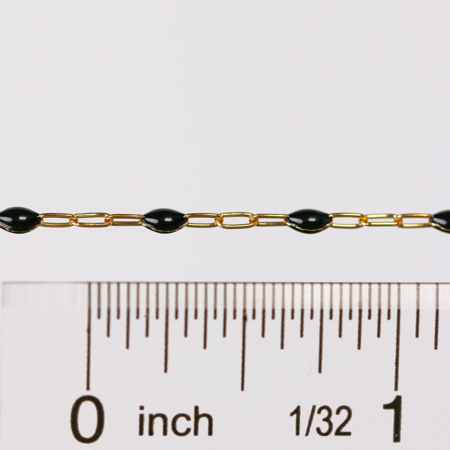 Ilaria Permanent Jewelry Chain, Black Enamel Design, Cable Links, Available in Gold Filled and Sterling Silver