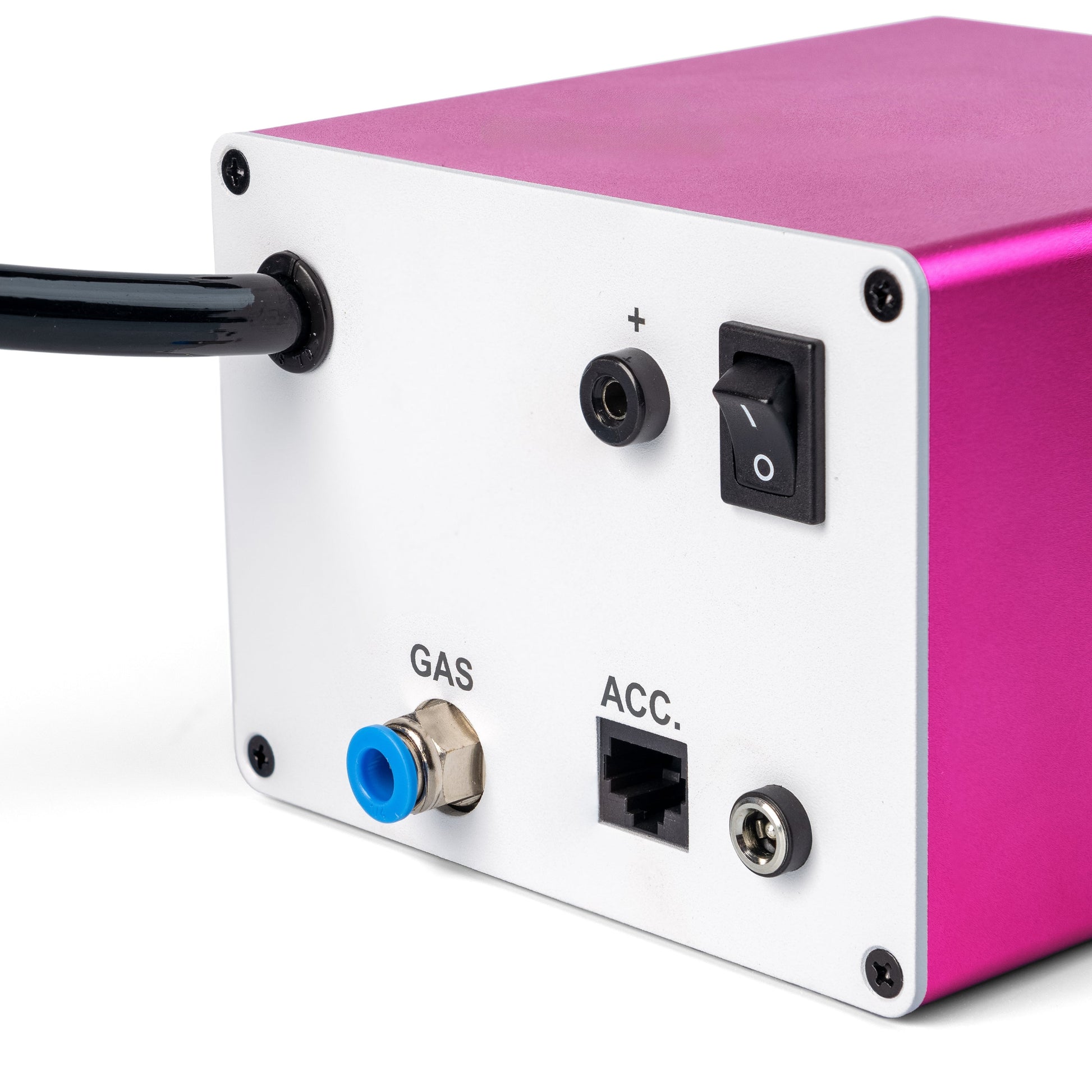 Pink helix welder for permanent jewelry (back view)