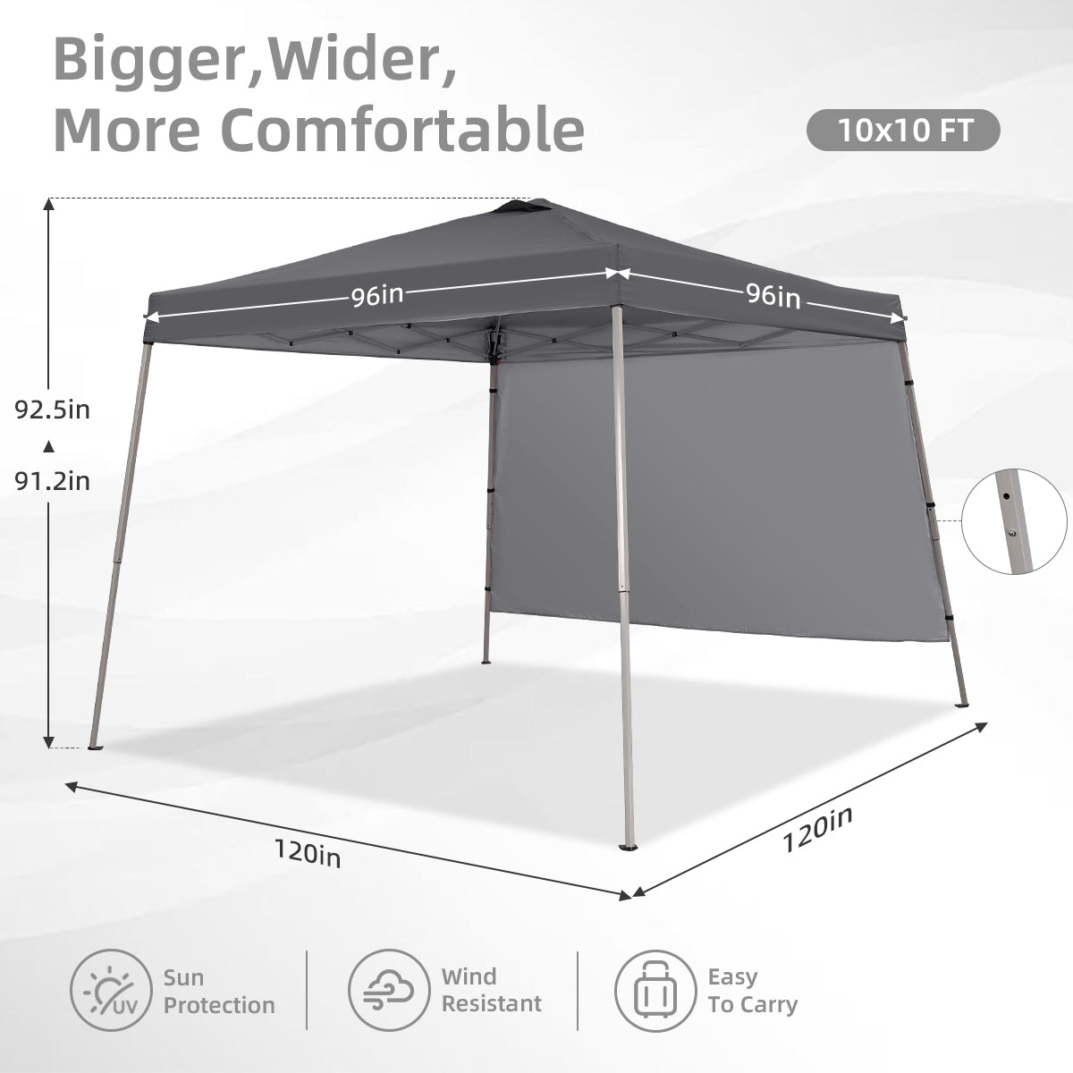 8ft x10ft Permanent Jewelry Pop Up Canopy Tent, Portable for Events With 1/2 SideWall