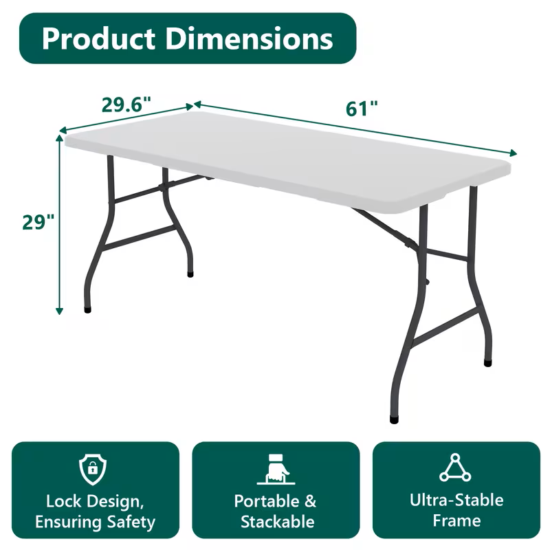 Permanent Jewelry Vendor Folding Table in 2.5ft, 4ft, 6ft or 8ft
