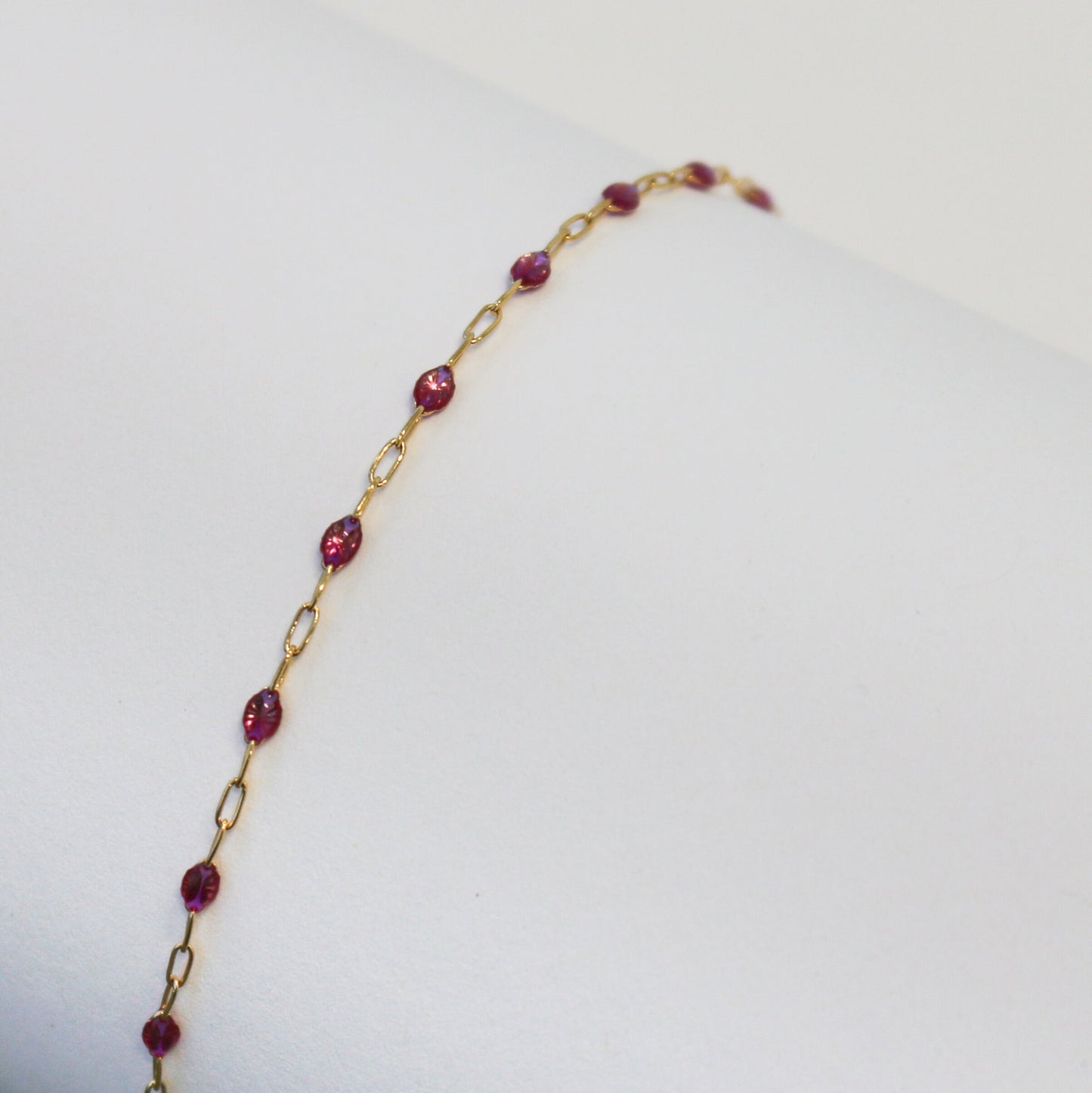 Silvia Permanent Jewelry Chain, White Enamel Design, Cable Links, Available in Gold Filled and Sterling Silver