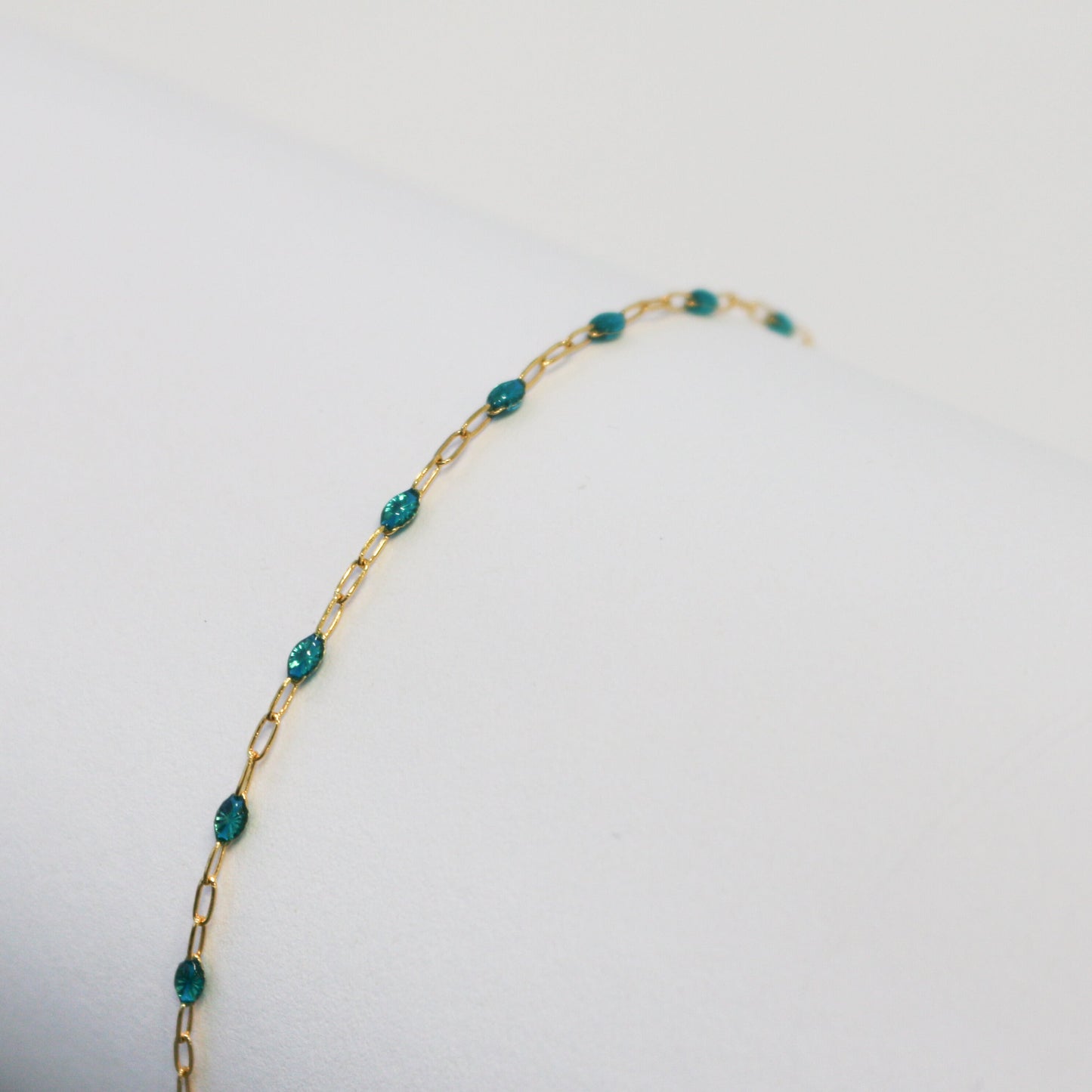Silvia Permanent Jewelry Chain, White Enamel Design, Cable Links, Available in Gold Filled and Sterling Silver