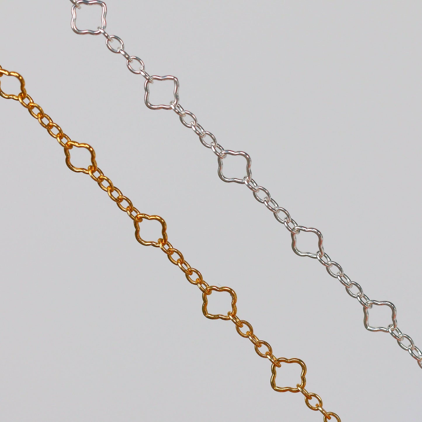 Alessia Permanent Jewelry Chain, Clover Design, Oval Links, Available in Gold Filled and Silver