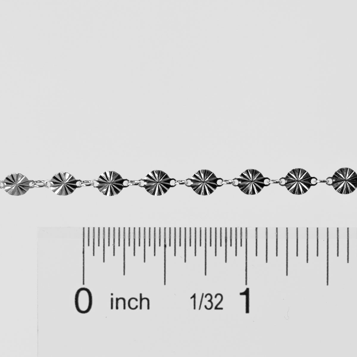 Amberly Permanent Jewelry Chain, Continuous Disks with a Starburst Design Joined with Jump Rings, Available in Gold Options and Sterling Silver