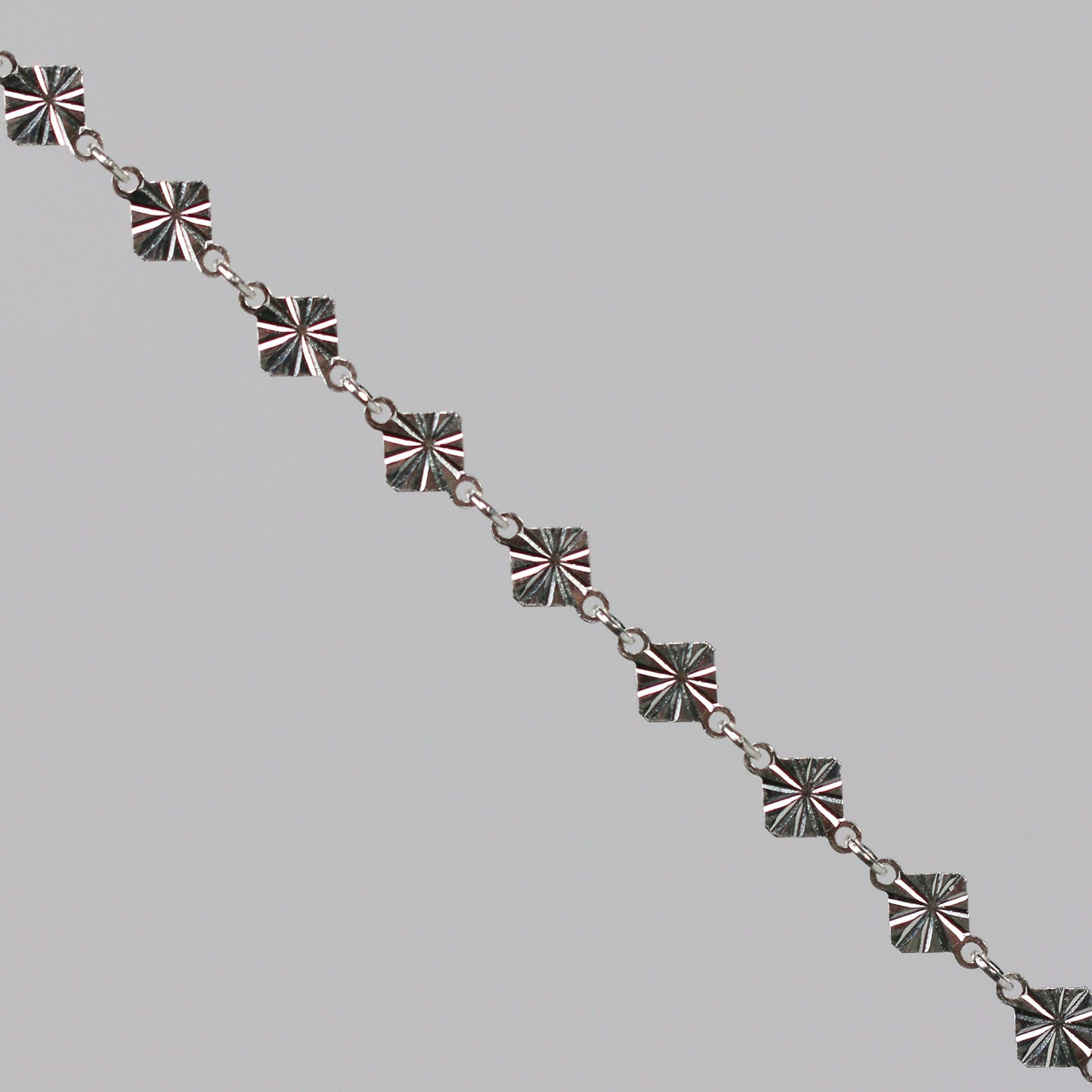 Antonella Permanent Jewelry Chain, Diamond Disc Design, Rolo Links, Available in Sterling Silver