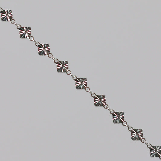 Antonella Permanent Jewelry Chain, Diamond Disc Design, Rolo Links, Available in Sterling Silver