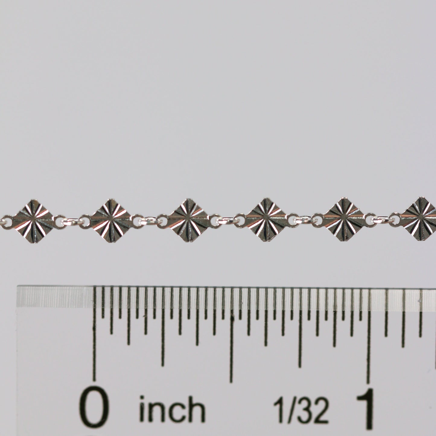 Antonella Permanent Jewelry Chain, Diamond Disc Design, Rolo Links, Available in Sterling Silver