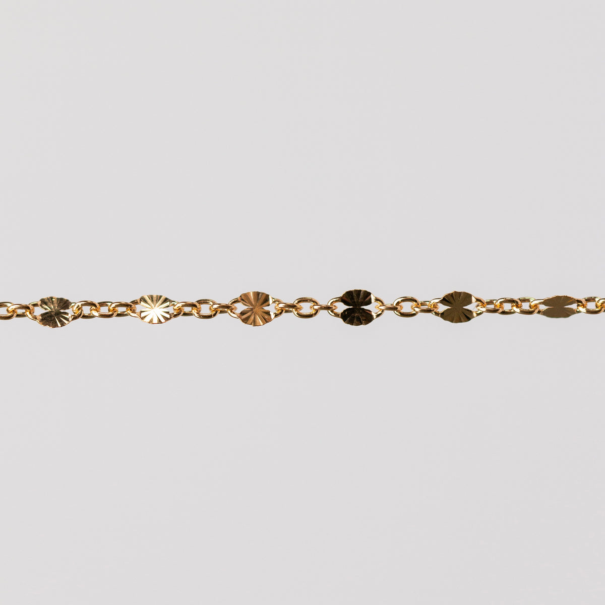 Brielle Permanent Jewelry Chain, Starburst Design, Figaro Chain, Available in Gold Options and Sterling Silver
