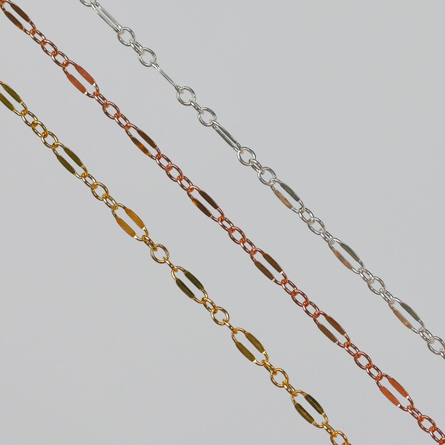 Bryce Permanent Jewelry Chain, Dapped Oval Design, Small Round Links, Available in Gold Filled and Silver