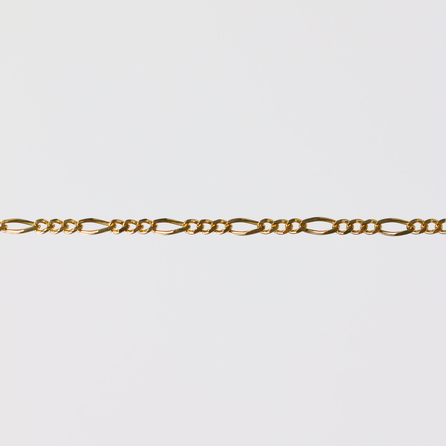 Charlie Permanent Jewelry Chain, Figaro Design, Lie Flat Links, Available in Gold Options and Sterling Silver