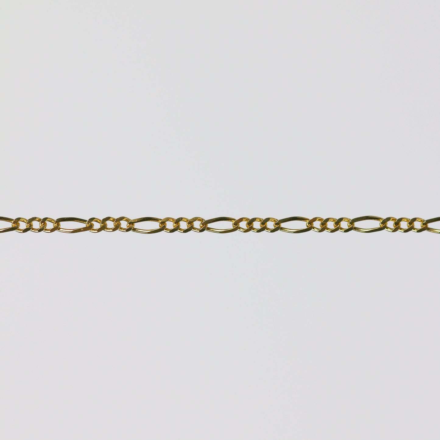 Charlie Permanent Jewelry Chain, Figaro Design, Lie Flat Links, Available in Gold Options and Sterling Silver