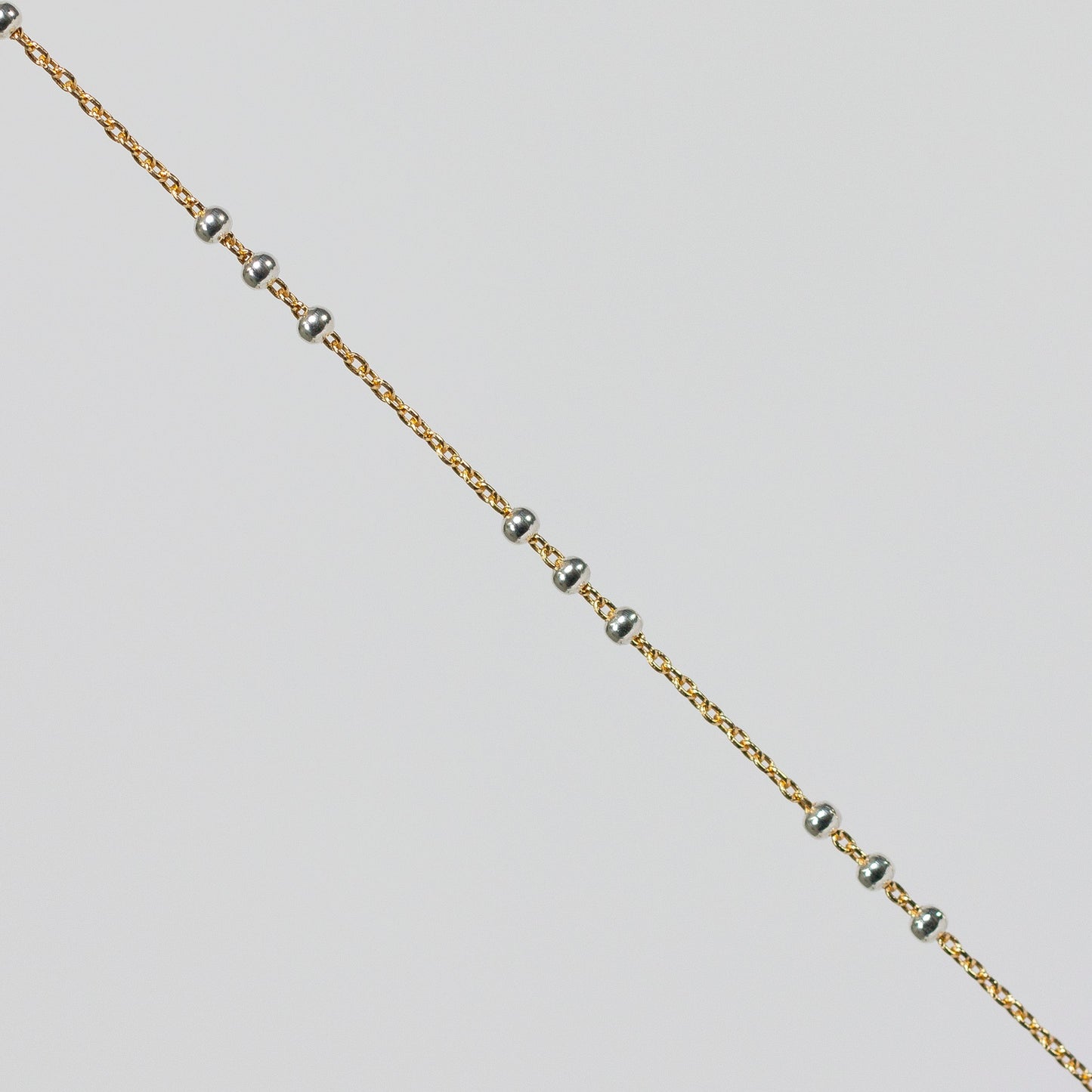 Chelsea Permanent Jewelry Chain, Cable Satellite Design with 2mm Silver Beads, Available in Yellow Gold-Filled