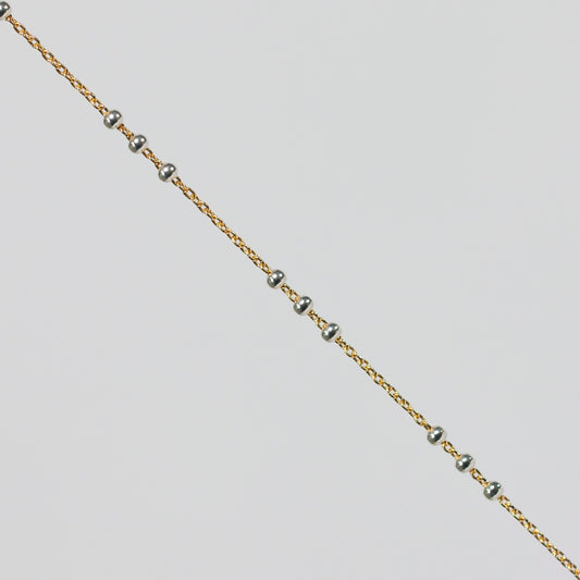 Chelsea Permanent Jewelry Chain, Cable Satellite Design with 2mm Silver Beads, Available in Yellow Gold-Filled