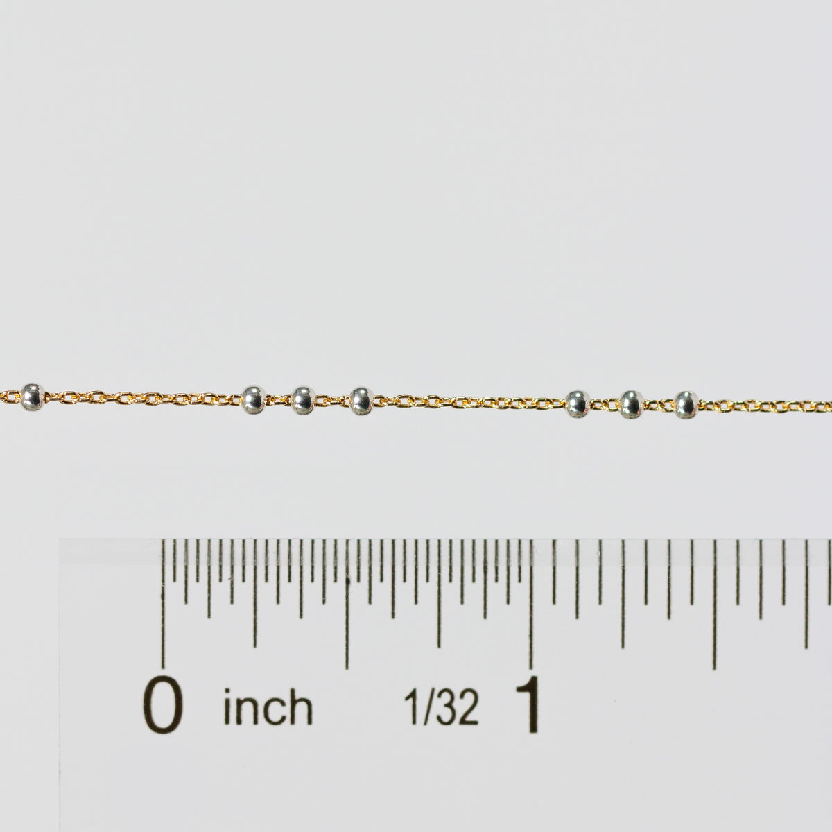 Chelsea Permanent Jewelry Chain, Cable Satellite Design with 2mm Silver Beads, Available in Yellow Gold-Filled
