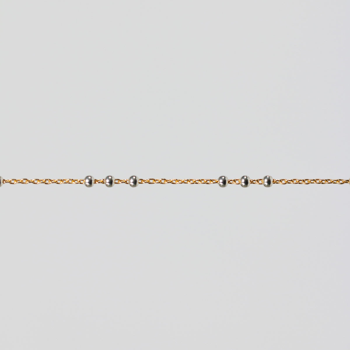 Chelsea Permanent Jewelry Chain, Cable Satellite Design with 2mm Silver Beads, Available in Yellow Gold-Filled