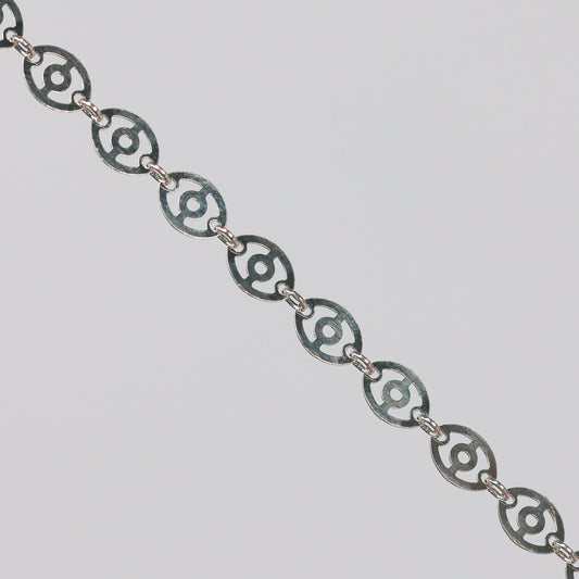 Carlotta Permanent Jewelry Chain, Oval Disc Design, Oval Small Hole Links, Available in Sterling Silver
