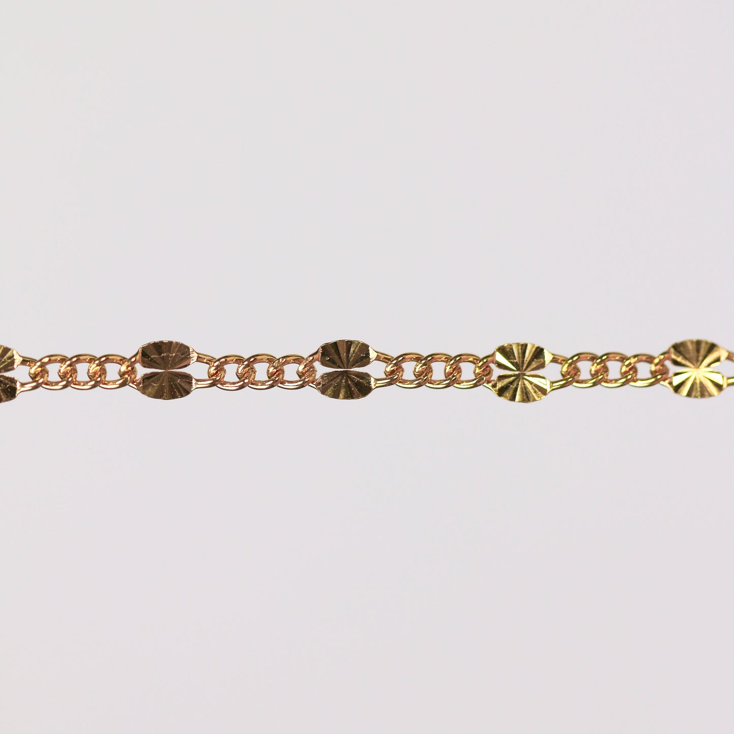 Angelica Permanent Jewelry Chain, Figaro Design, Starburst Links, Available in Gold Filled and Silver