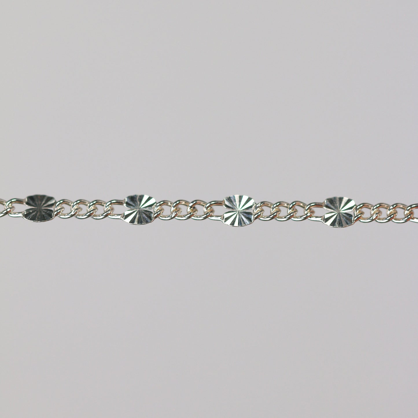 Angelica Permanent Jewelry Chain, Figaro Design, Starburst Links, Available in Gold Filled and Silver