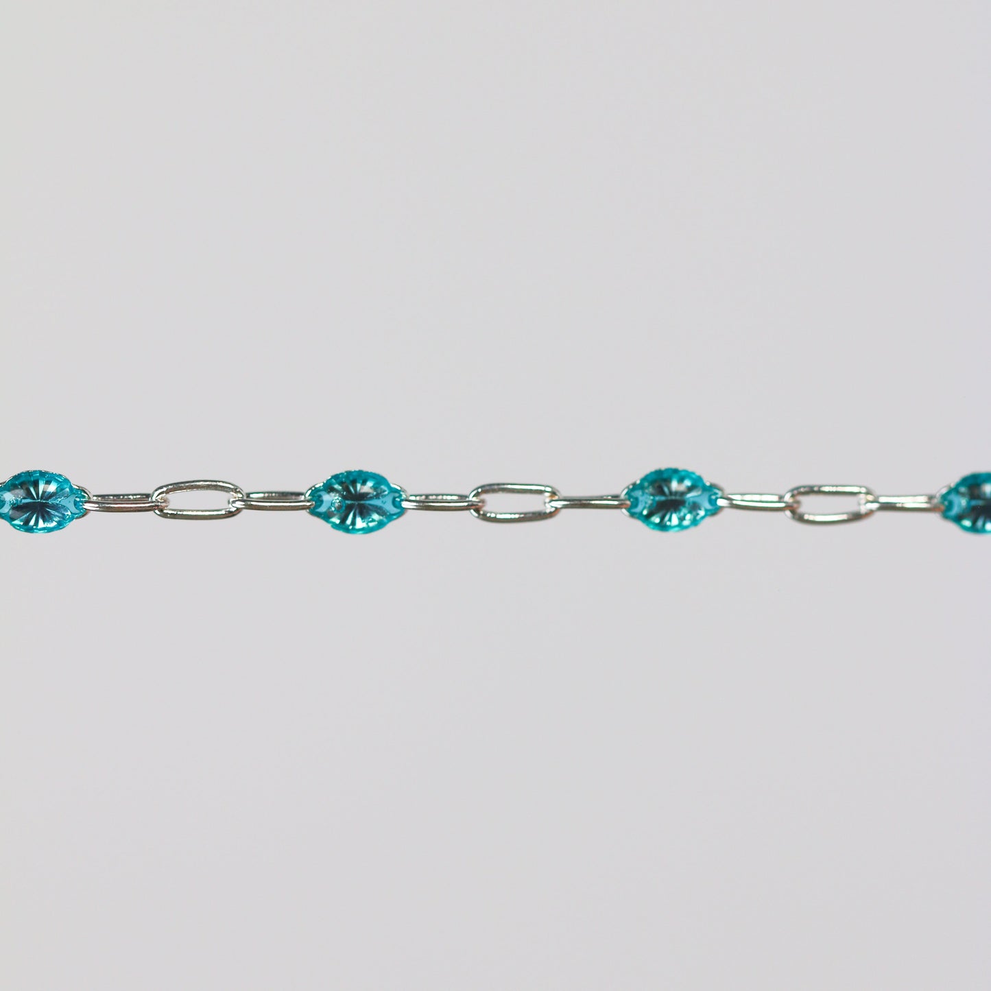 Silvia Permanent Jewelry Chain, White Enamel Design, Cable Links, Available in Gold Filled and Sterling Silver