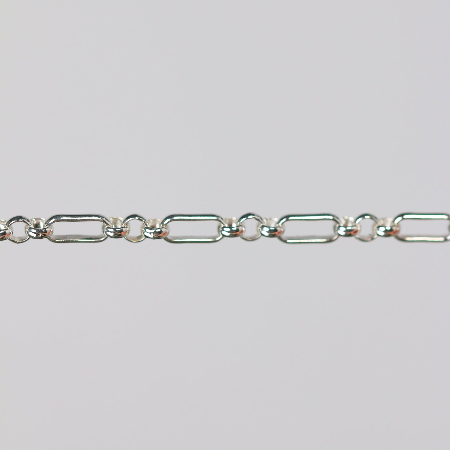 Beatrice Permanent Jewelry Chain, Rolo Design, Long and Short Links, Available in Sterling Silver