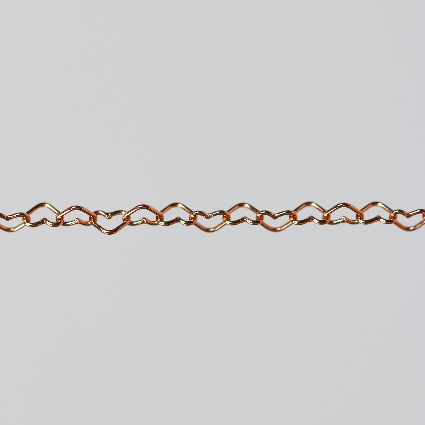 Ella Permanent Jewelry Chain, Flat Heart Design, Flat Heart Links, Available in Gold and Silver Options