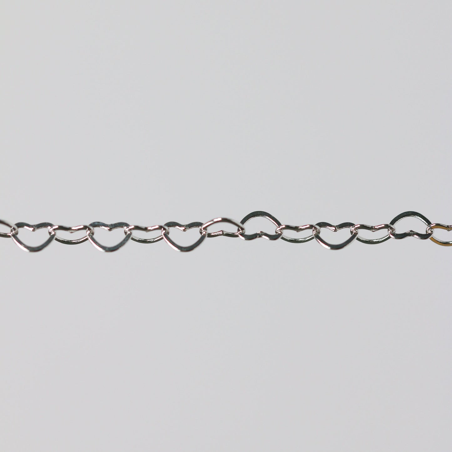 Ella Permanent Jewelry Chain, Flat Heart Design, Flat Heart Links, Available in Gold and Silver Options