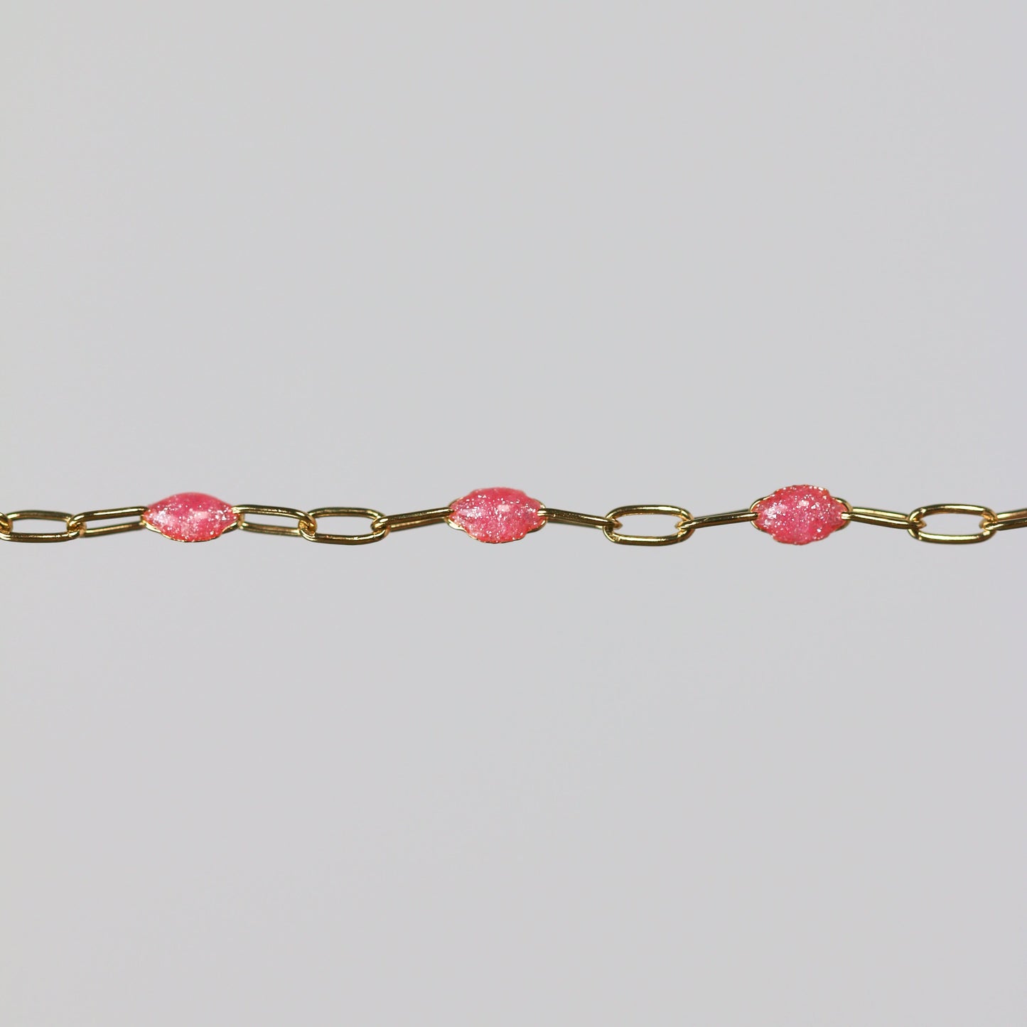 Silvia Permanent Jewelry Chain, White Enamel Design, Cable Links, Available in Gold Filled and Sterling Silver