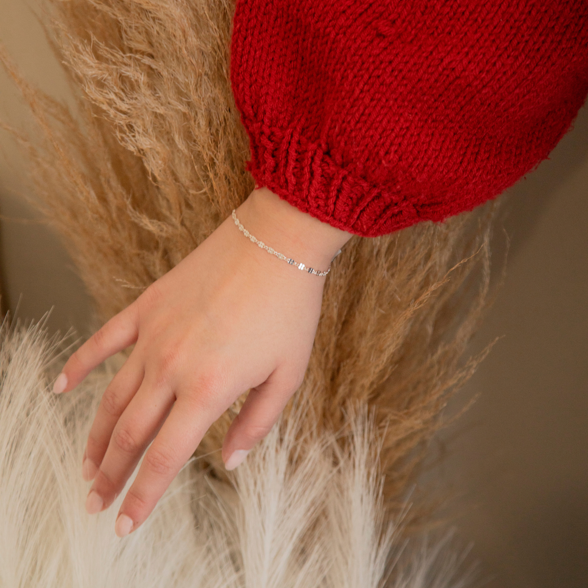 Fern Permanent Jewelry Chain, Figaro Design with Plated Texture, Available in Sterling Silver and Gold