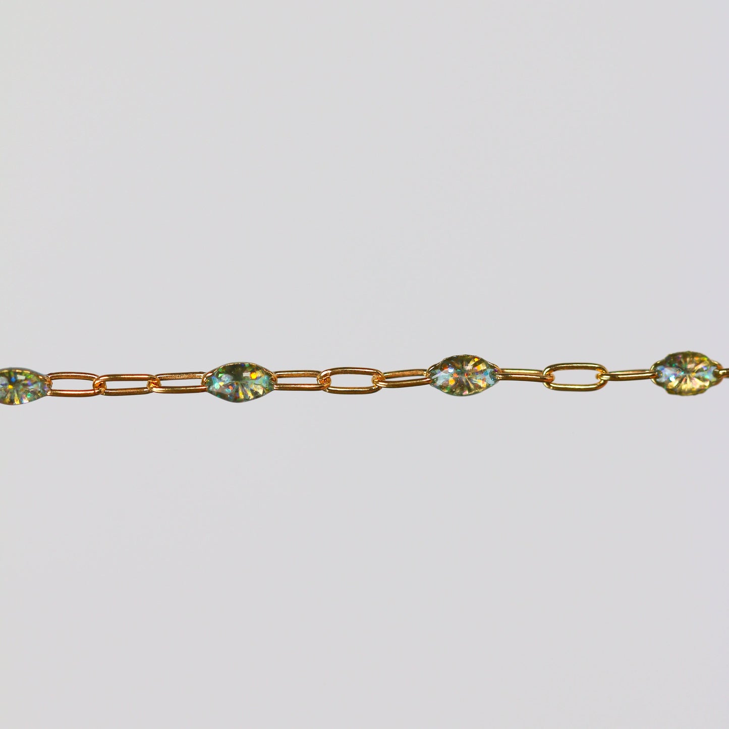 Benedetta Permanent Jewelry Chain, Opal Enamel Design, Cable Links, Available in Gold Filled and Sterling Silver