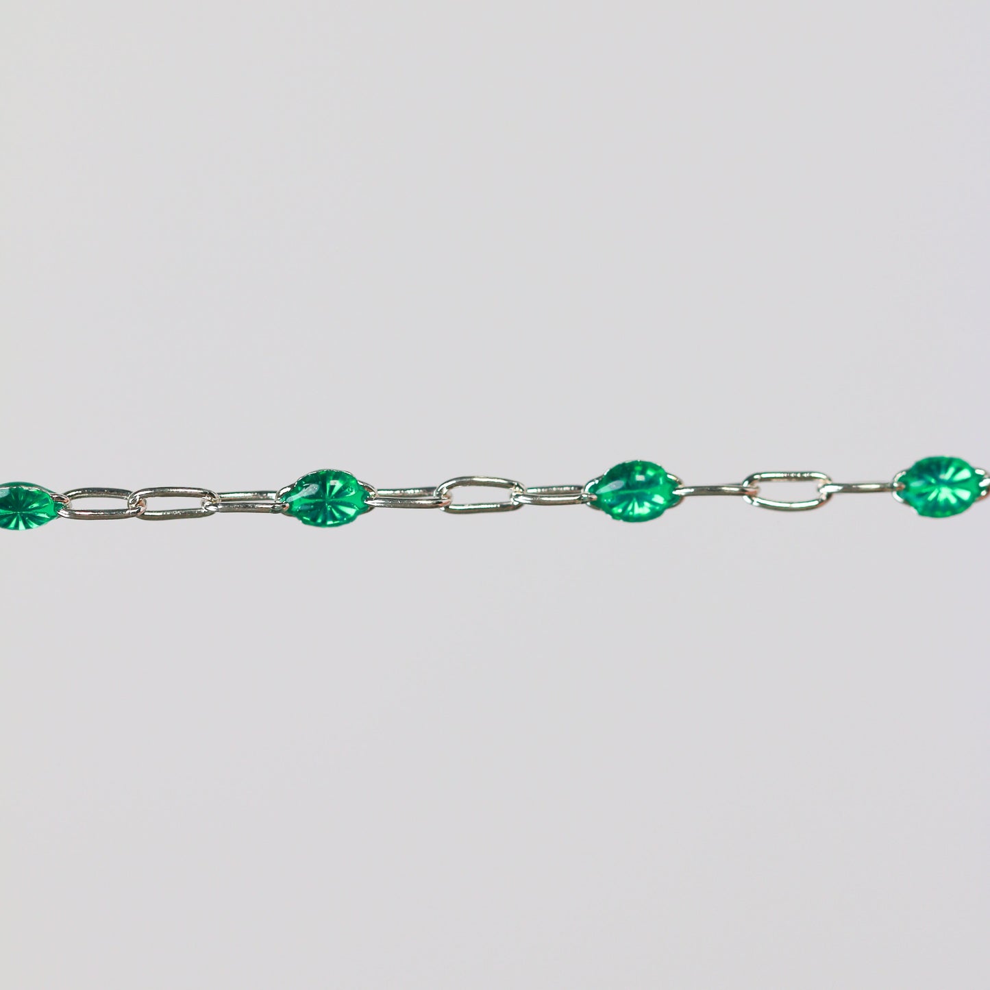 Silvia Permanent Jewelry Chain, White Enamel Design, Cable Links, Available in Gold Filled and Sterling Silver