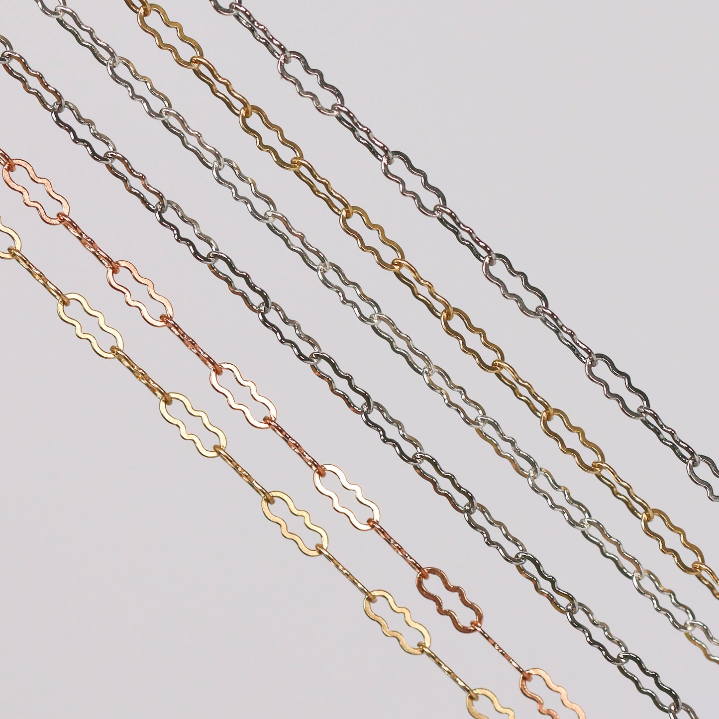 Hannah Permanent Jewelry Chain, Crinkled Paperclip Design and Links, Available in Gold Options and Silver