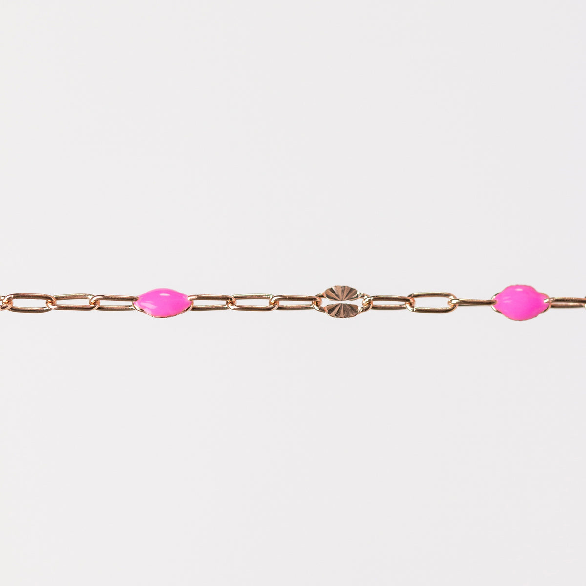 Harper Permanent Jewelry Chain, Alternating Paperclip and Starburst Links with Enamel Beads, Available in Sterling Silver