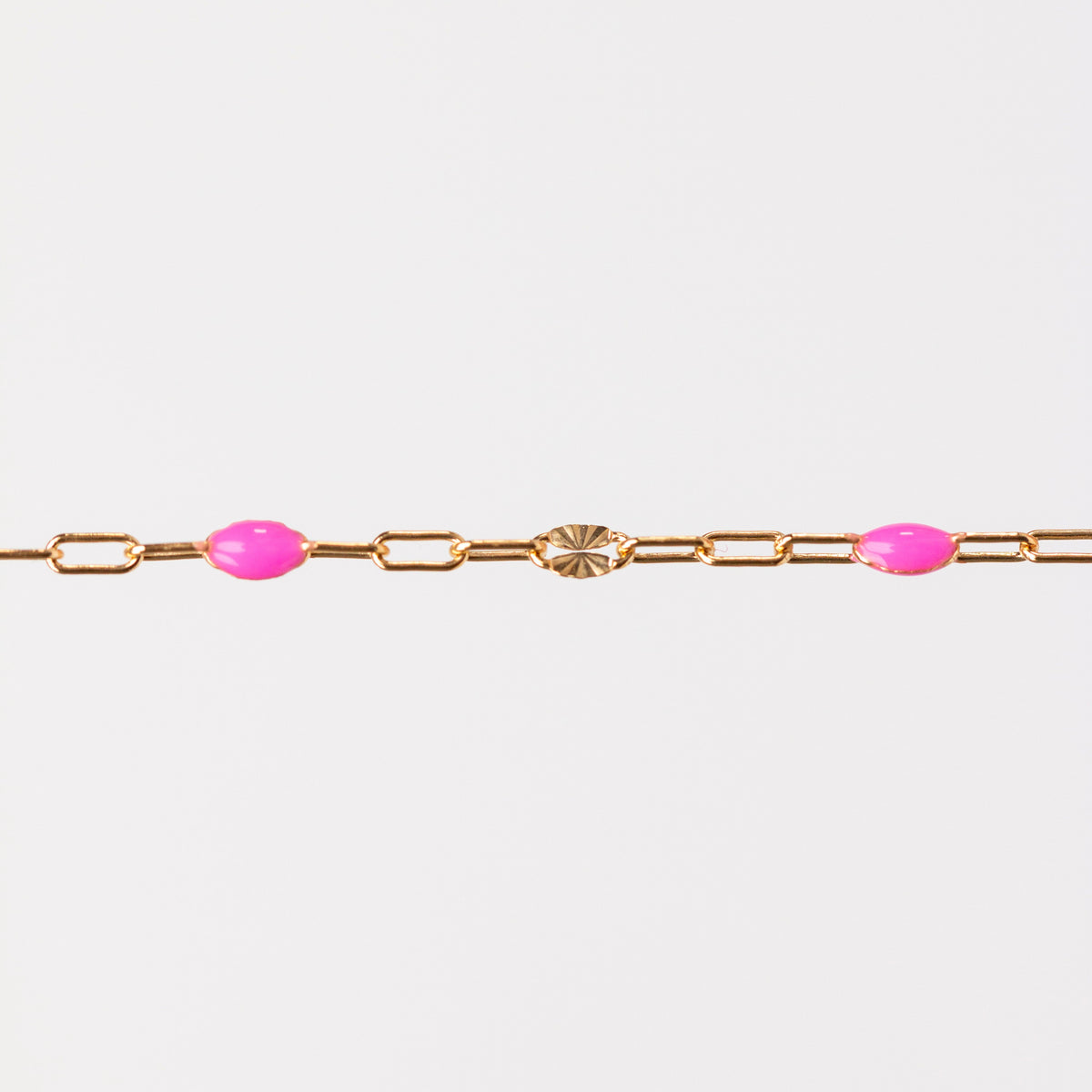 Harper Permanent Jewelry Chain, Alternating Paperclip and Starburst Links with Enamel Beads, Available in Sterling Silver