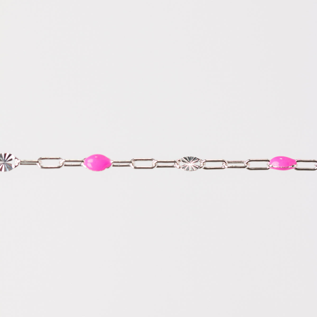 Harper Permanent Jewelry Chain, Alternating Paperclip and Starburst Links with Enamel Beads, Available in Sterling Silver