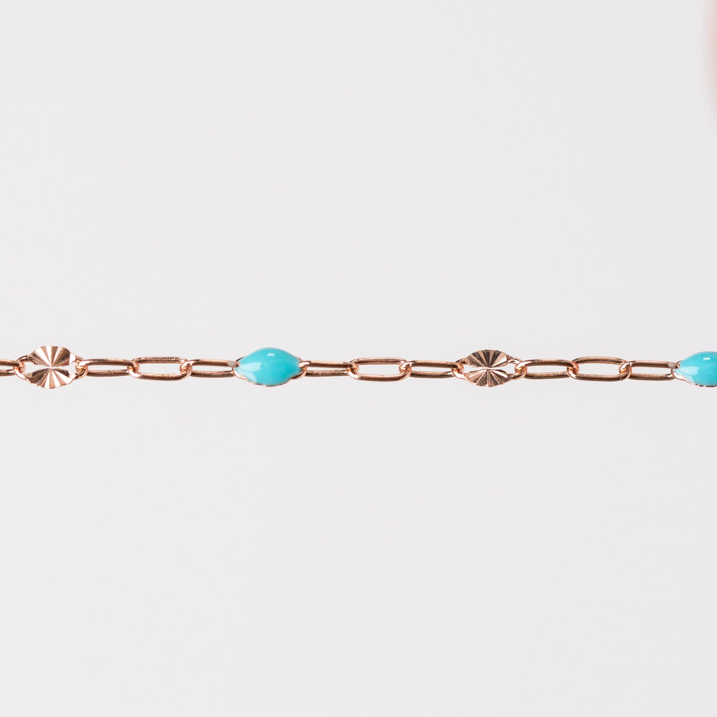Harper Permanent Jewelry Chain, Alternating Paperclip and Starburst Links with Enamel Beads, Available in Sterling Silver