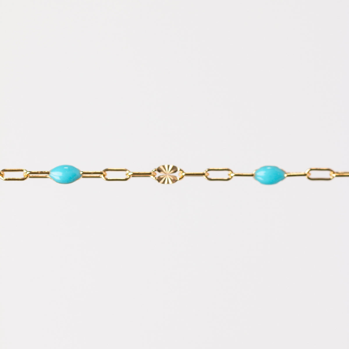 Harper Permanent Jewelry Chain, Alternating Paperclip and Starburst Links with Enamel Beads, Available in Sterling Silver