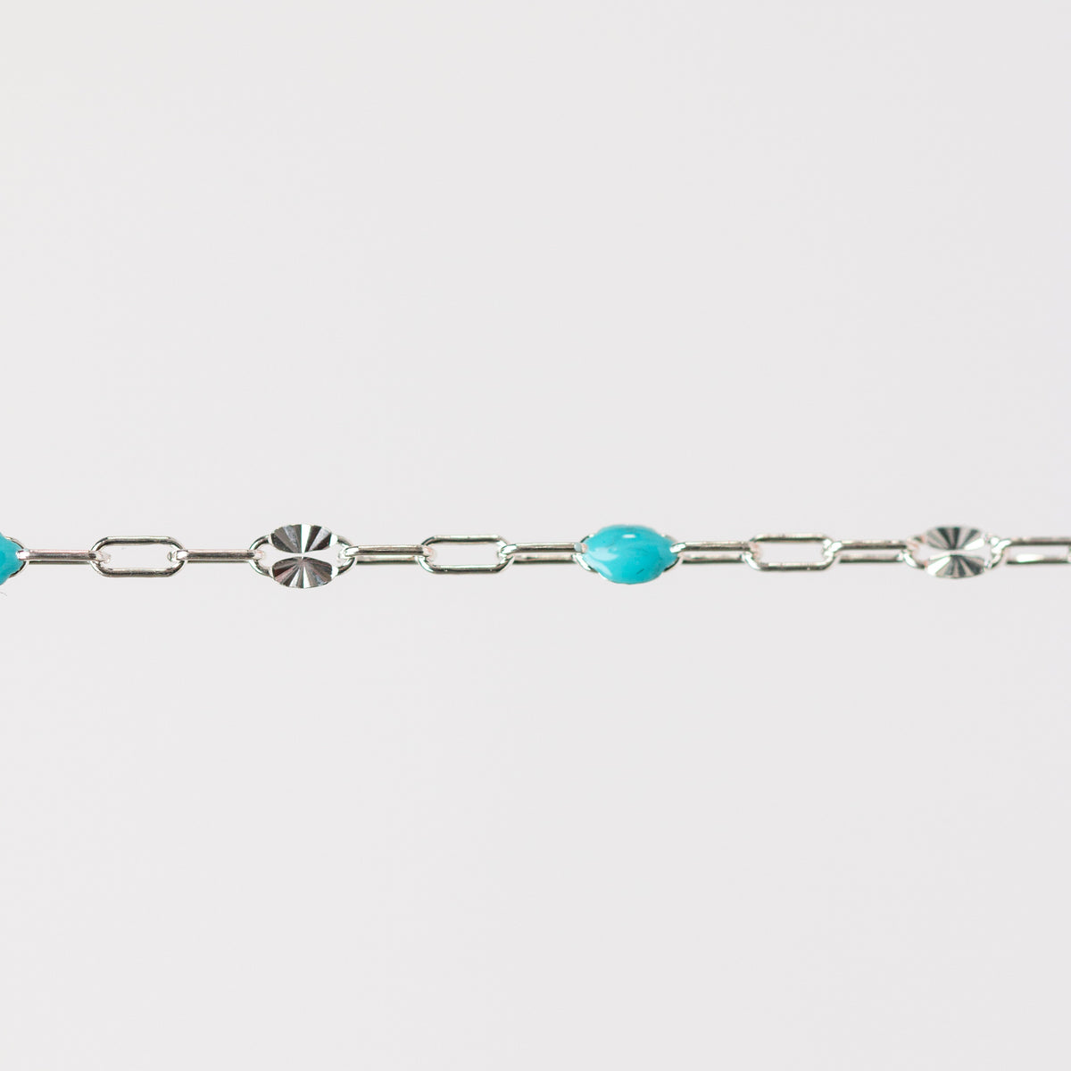 Harper Permanent Jewelry Chain, Alternating Paperclip and Starburst Links with Enamel Beads, Available in Sterling Silver