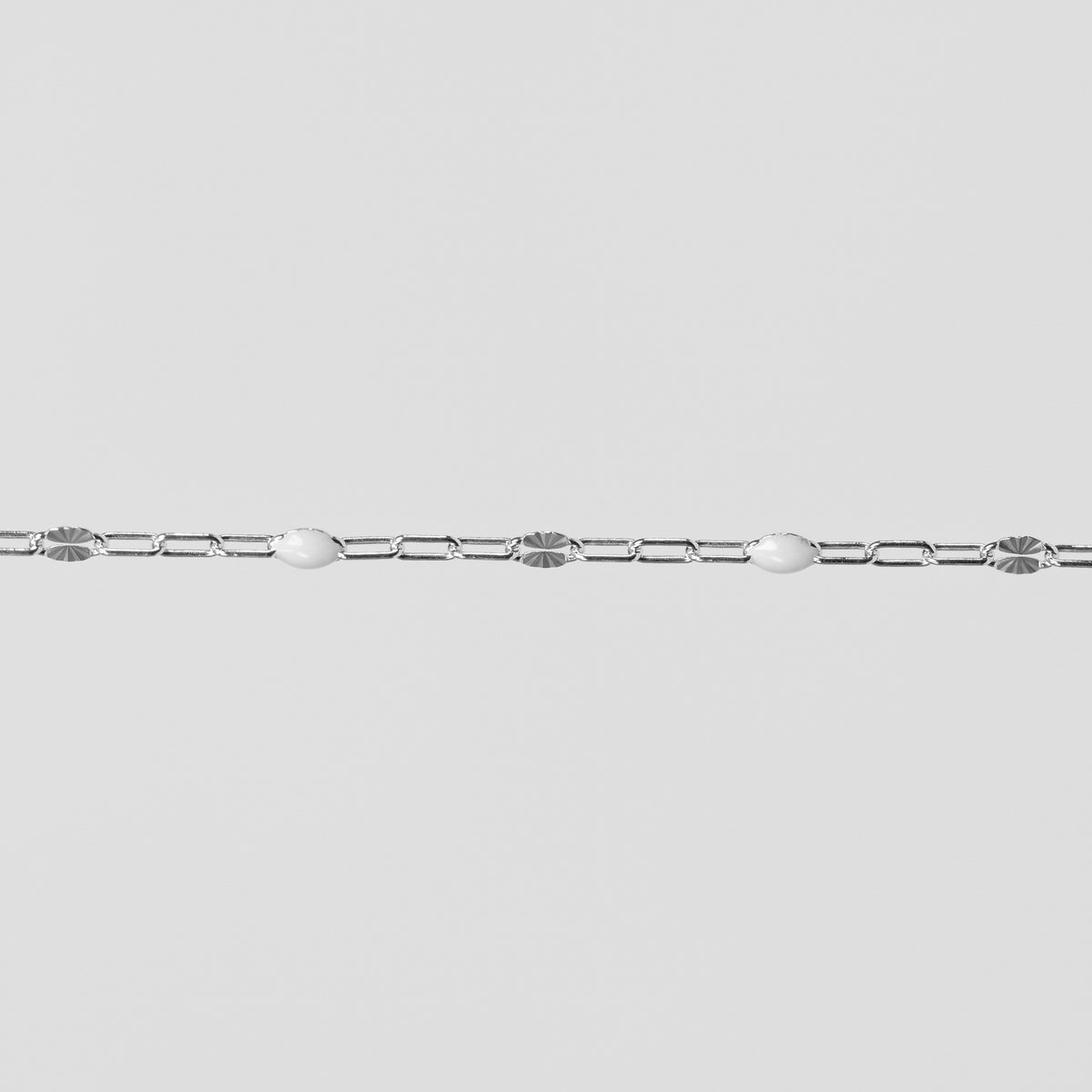 Harper Permanent Jewelry Chain, Alternating Paperclip and Starburst Links with Enamel Beads, Available in Sterling Silver