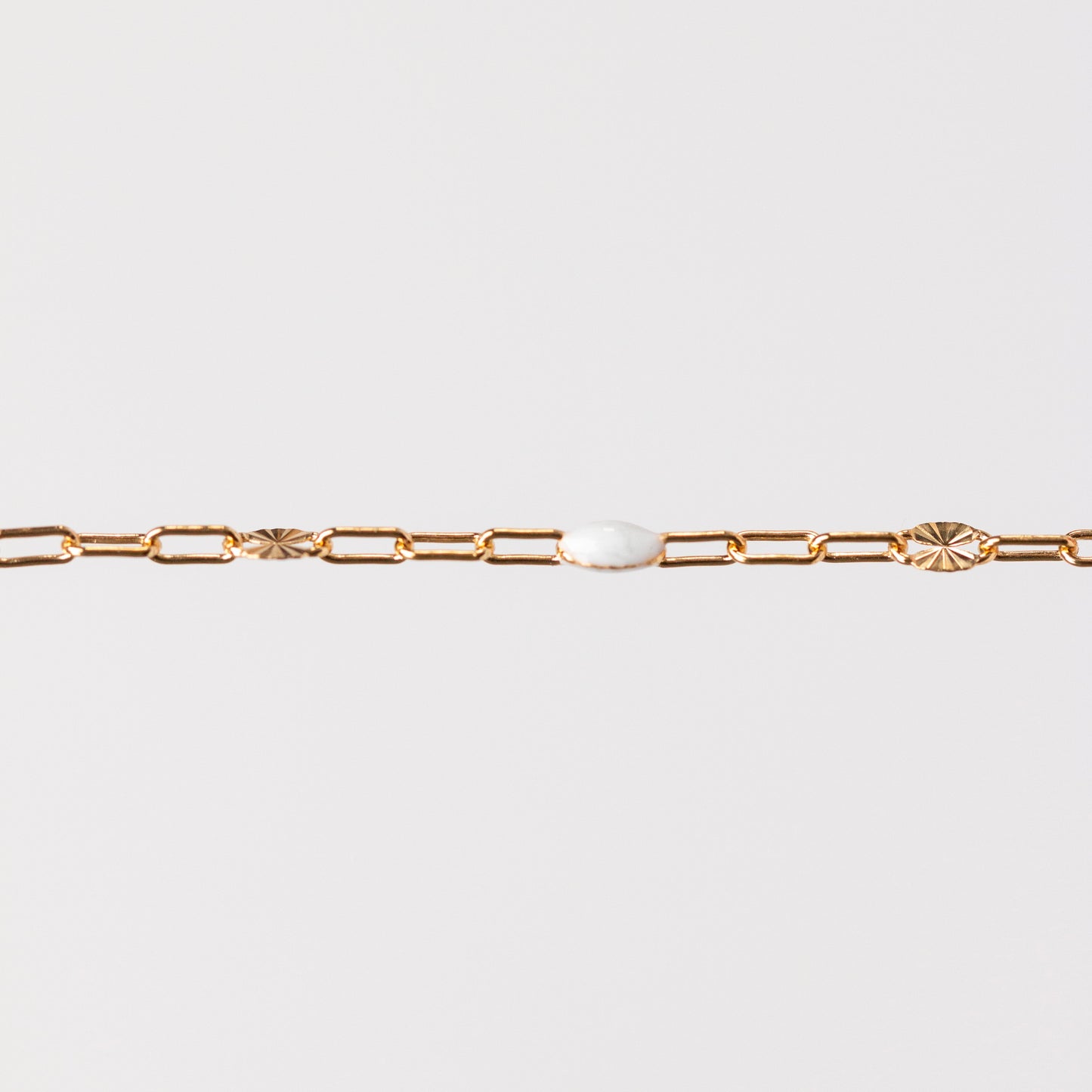 Harper Permanent Jewelry Chain, Alternating Paperclip and Starburst Links with Enamel Beads, Available in Sterling Silver