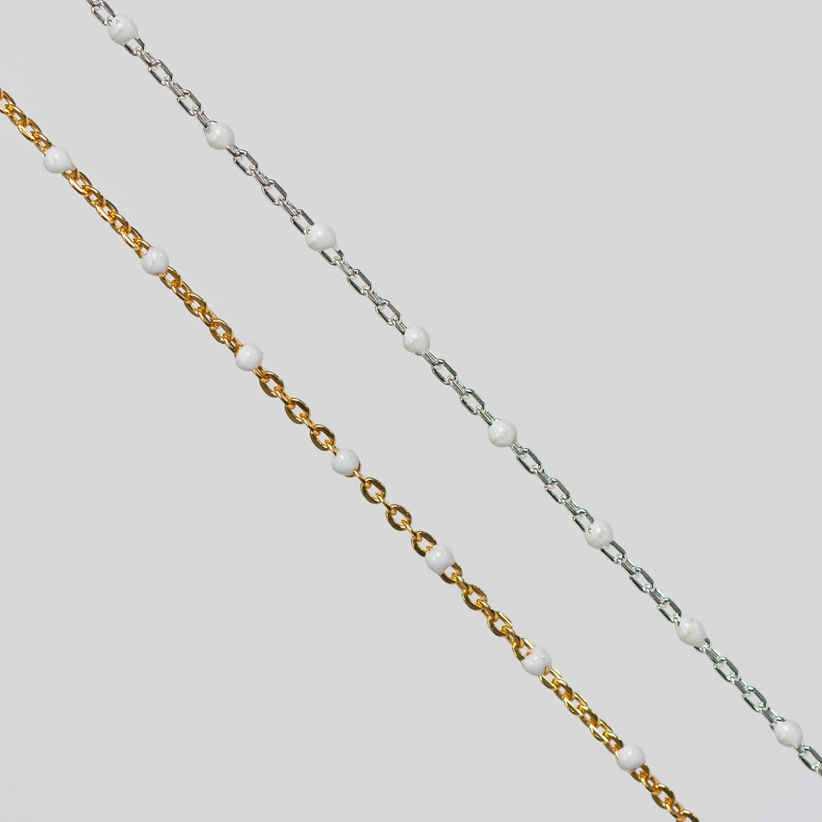 Hazel Permanent Jewelry Chain, DC Cable with Enamel Beads, Available in Silver and Gold Options