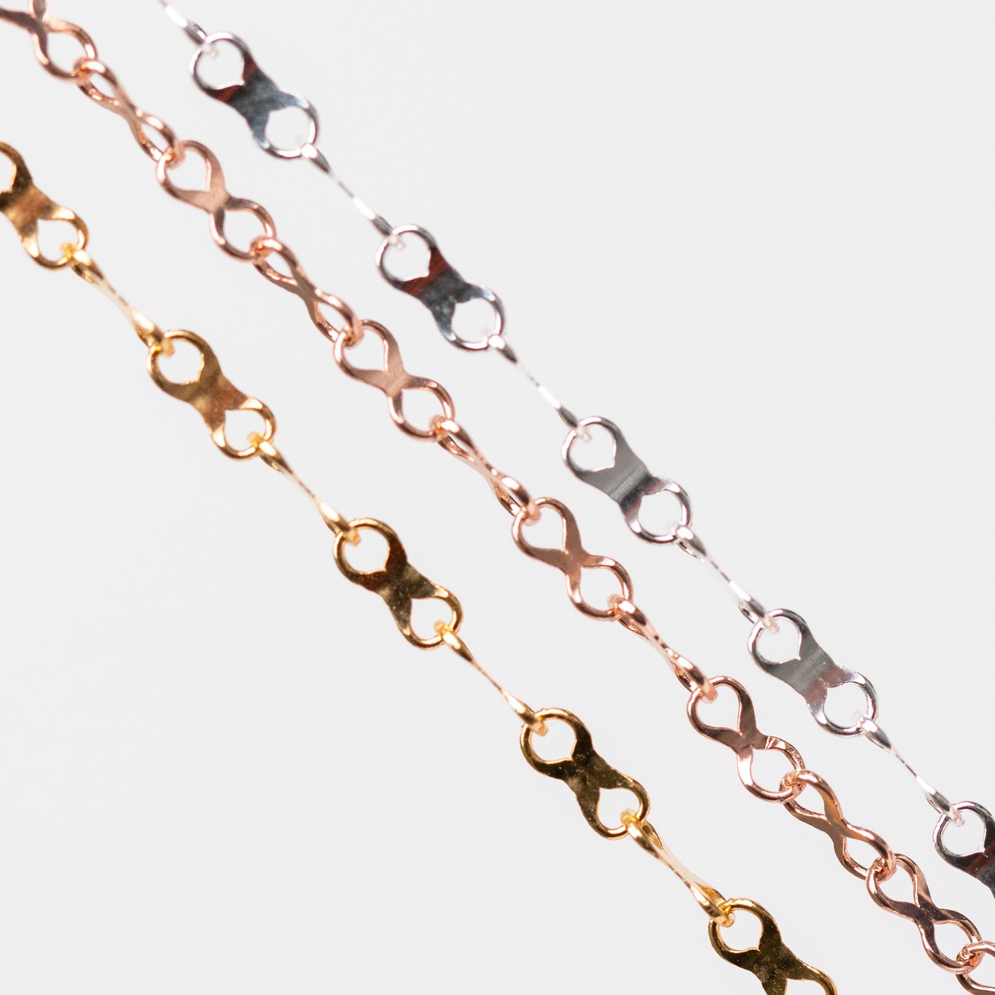 Ivy Permanent Jewelry Chain, Infinity Flat Concave Links, Available in Gold-Filled and Silver