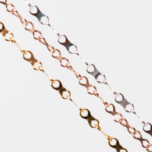 Ivy Permanent Jewelry Chain, Infinity Flat Concave Links, Available in Gold-Filled and Silver