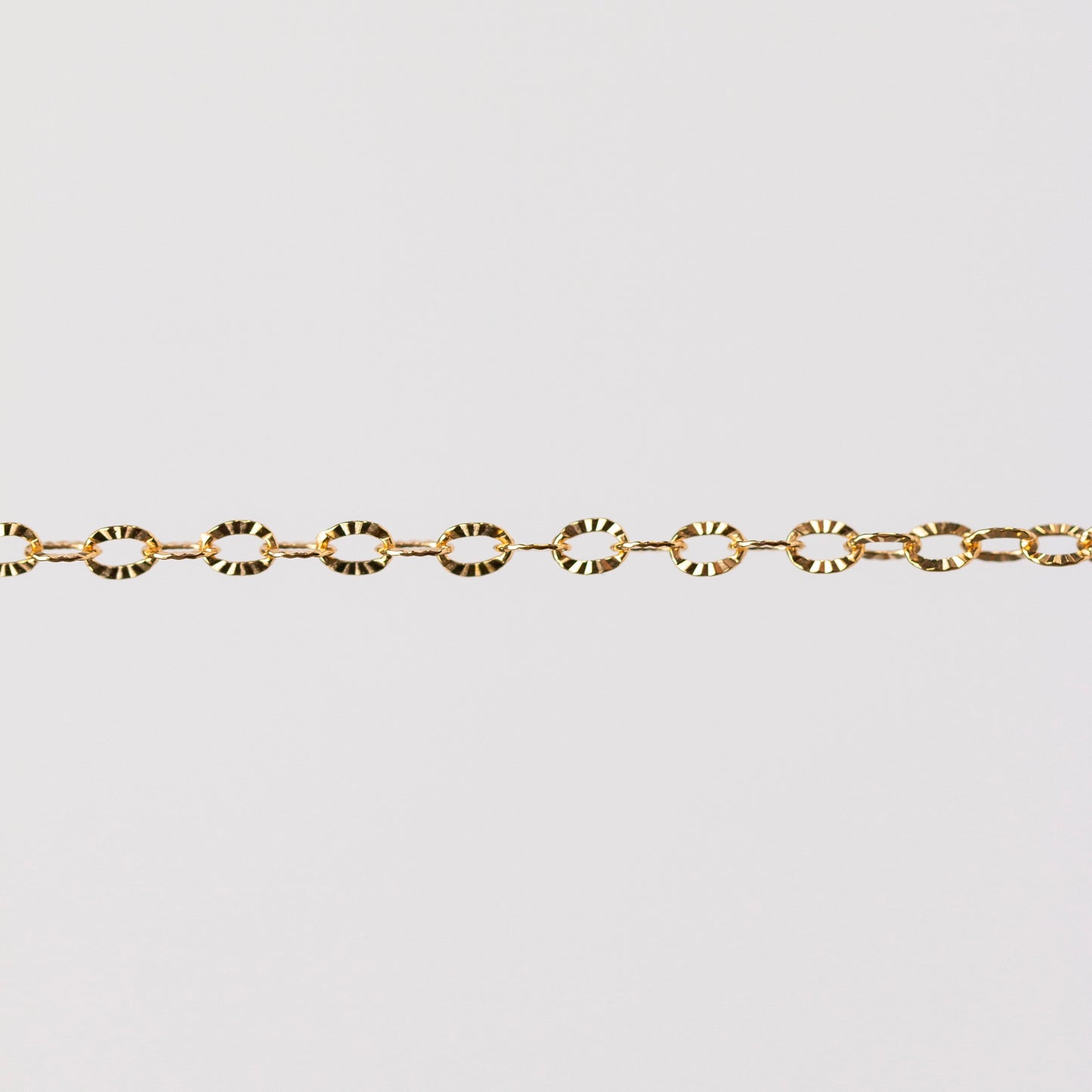 Kate Permanent Jewelry Chain, Cable Design, Hammered Starburst Oval Links, Available in Gold Filled and Silver
