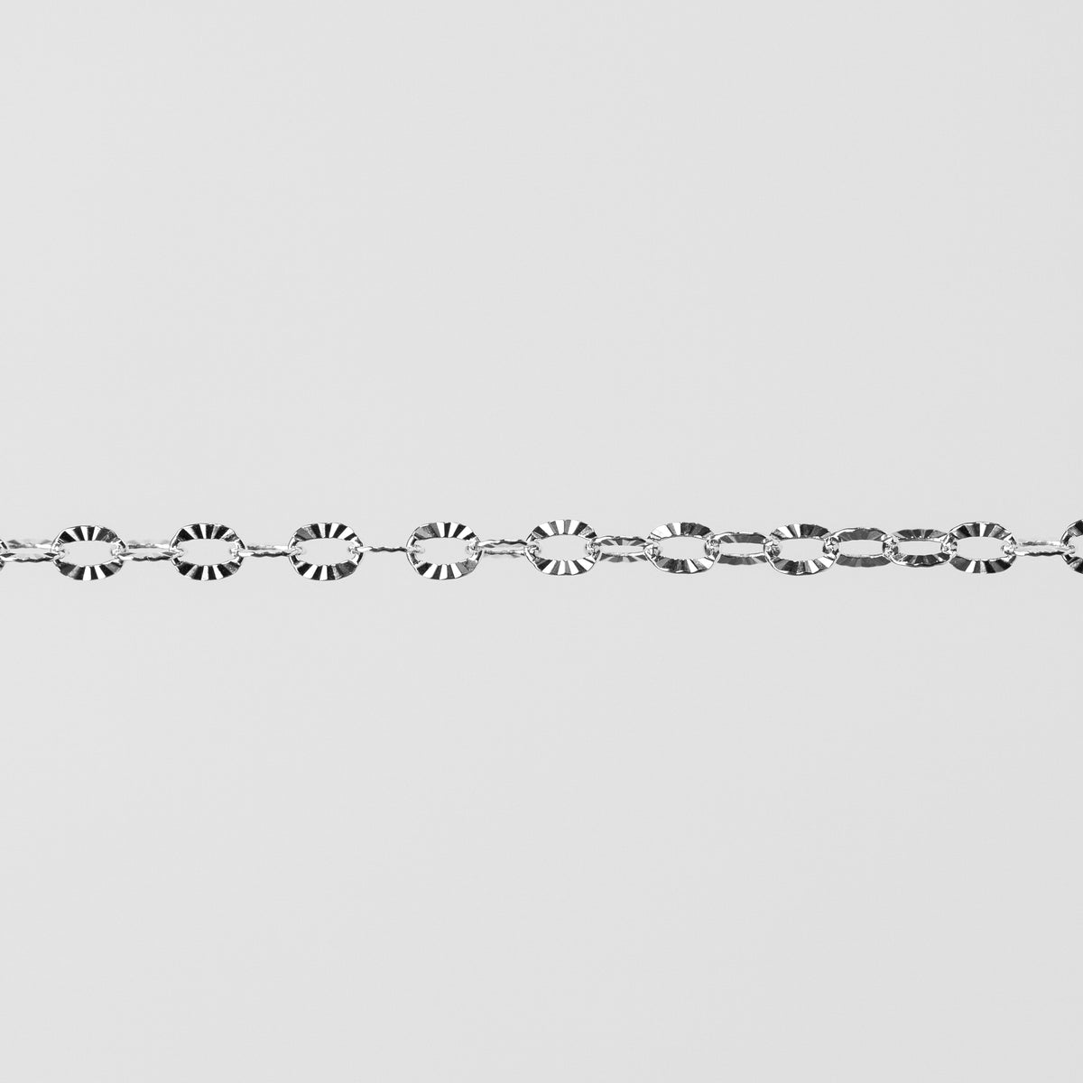 Kate Permanent Jewelry Chain, Cable Design, Hammered Starburst Oval Links, Available in Gold Filled and Silver