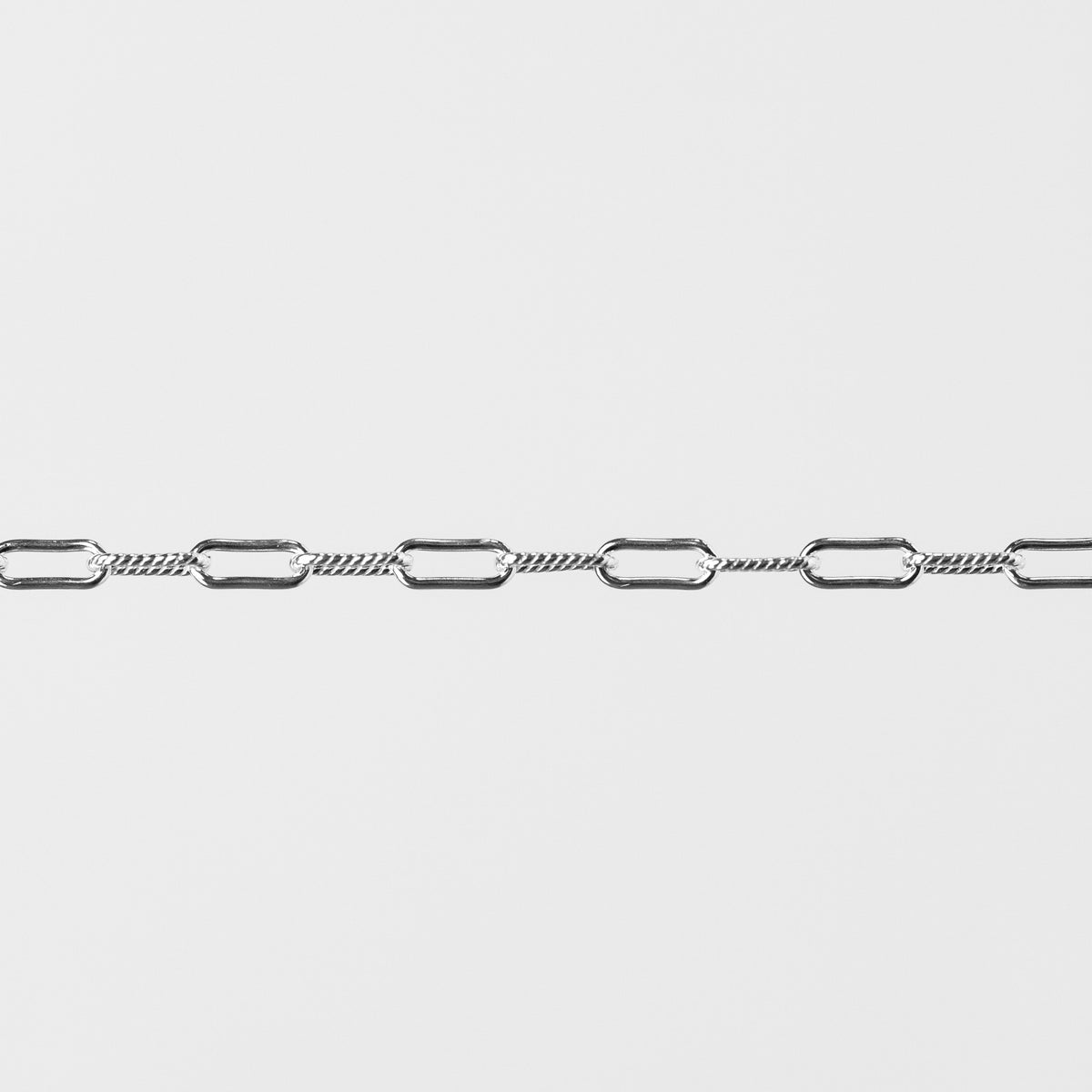 Leah Permanent Jewelry Chain, Cable Design, Alternating Smooth and Oval Links, Available in Silver