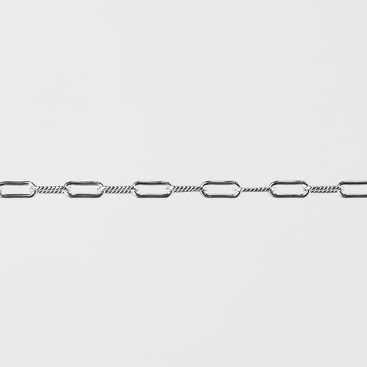 Leah Permanent Jewelry Chain, Cable Design, Alternating Smooth and Oval Links, Available in Silver